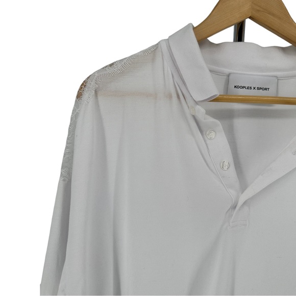 The Kooples Sport White Lace Inset Pique Polo Shirt Short Sleeve size 1/Small - Picture 3 of 12